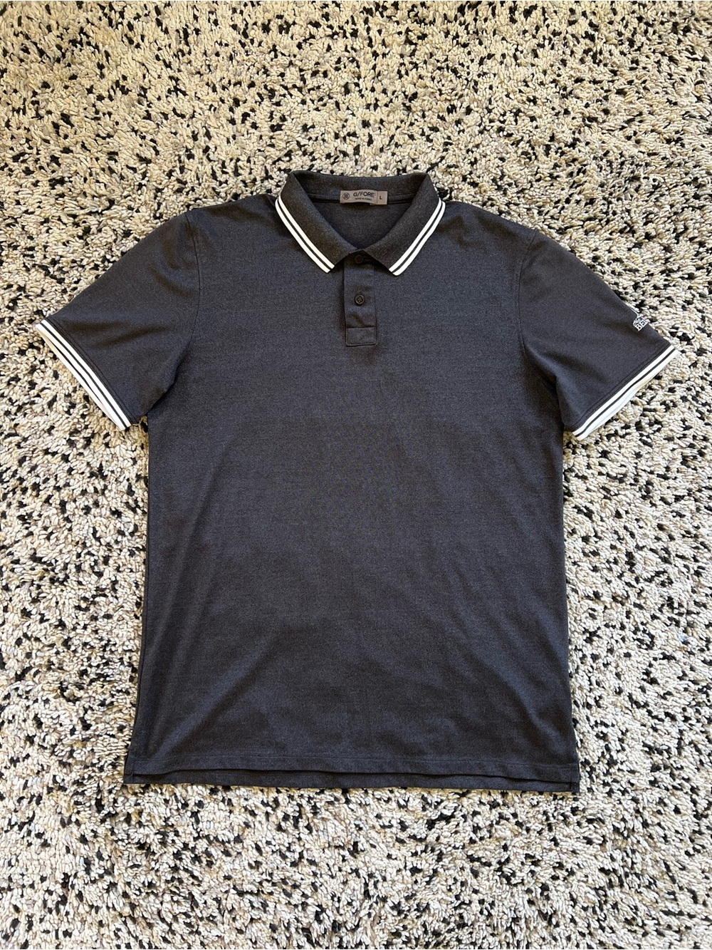 G/FORE Golf Polo Shirt Core Tipped Grey Lightweight Bell Cup Logo Men’s Large